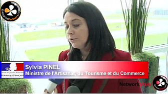 Aeroscopia Toulouse-Blagnac : la Ministre Sylvia PINEL chez Airbus le 1 mars 2014 au micro des médias dont NetworkVisio